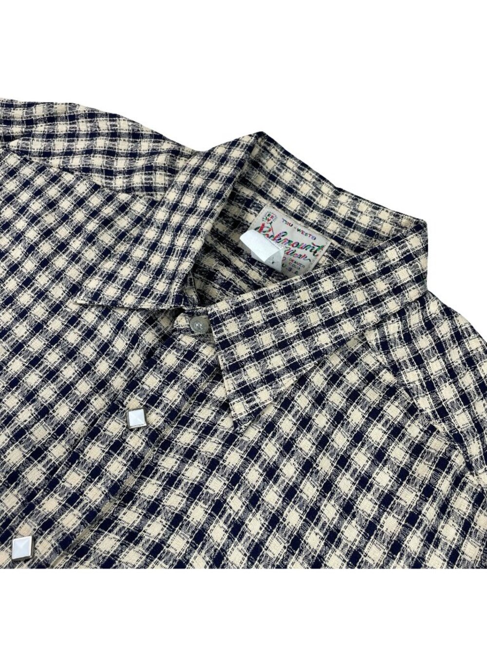 VTG Rockmount Ranch Wear Men's Pearl Snap Button Shirt Navy Plaid • USA • XL